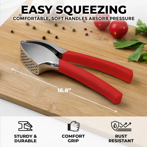 Vista 2 de Zulay Kitchen Comfort Grip Prensa de ajos, herramienta para picar ajos, trituradora de ajos, prensa de ajo a prueba de óxido, con mango ergonómico