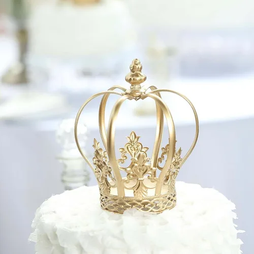 Vista 11 de Efavormart - Corona de metal dorado para tartas de princesa, decoración de boda, boda, fiesta de cumpleaños, evento especial