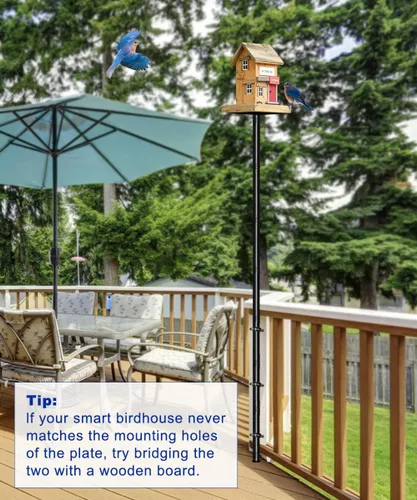 Vista 6 de Garbuildman Kit de Poste para Comedero de Pájaros de 105 Pulgadas, Juego de Poste Resistente para Casa de Pájaros para Valla de Terraza o Barandilla