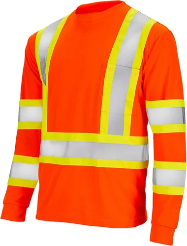 Vista 8 de JORESTECH Camisa de trabajo de seguridad negra de manga larga - Alta visibilidad dos tonos amarillo/lime - ANSI/ISEA