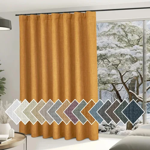 Vista 57 de NICETOWN Cortinas opacas de lino grueso 100% de 84 pulgadas de largo, 2 paneles, cortinas térmicas con pliegues pinzados para oscurecer