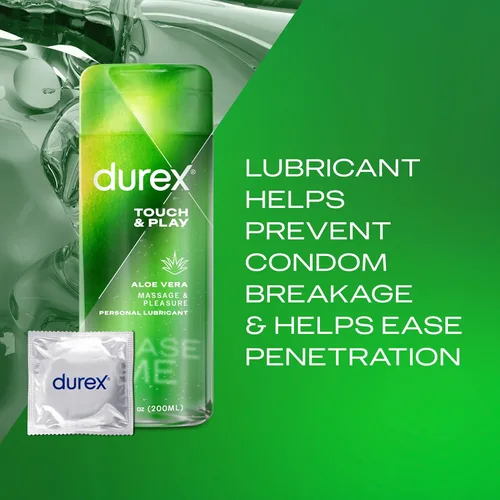 Vista 3 de Durex Massage & Play gel de masaje y lubricante íntimo 2 en 1, botella de 6.76 onzas, 234087637, Aloe Vera, 1, 1
