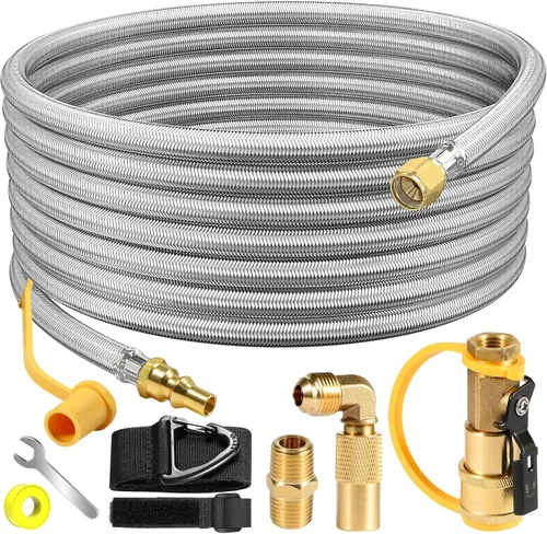 Vista 10 de Manguera de propano de conexión rápida de 6 pies para RV a parrilla a gas, manguera de propano de conexión rápida para RV de 1/4" hembra