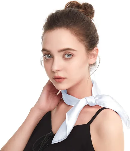 Vista 4 de Zando Bufanda de seda cuadrada de gasa de color sólido, bufandas retro para mujer, bufandas para el cuello, bufanda, monedero, bufanda