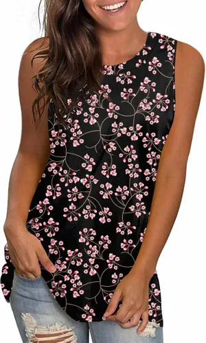 Vista 2 de Longyuan - Camiseta sin mangas para mujer, estilo casual, tipo túnica, de ajuste holgado, veraniega, para la playa, 2023