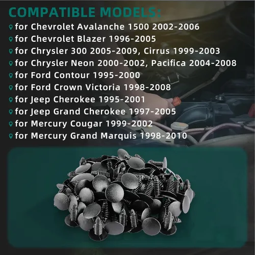 Vista 5 de AUTOKAY 100 clips de parachoques de 0.315 in (8 mm), remaches de plástico, clips de retención de guardabarros, pasador de empuje para GM #1605396