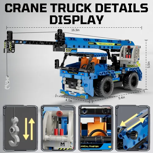 Vista 4 de DOLIVE STEM - Juguetes de construcción de camiones a control remoto, kits de construcción de vehículos técnicos 2 en 1 para niños de 8 a 12 años