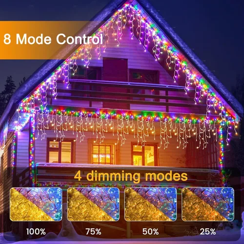 Vista 5 de SOSHOT Cadena de Luces de Navidad para Exteriores - 49 pies/15M 640 LED 8 Modos con Control Remoto y App, Luces de Navidad Impermeables para Patio