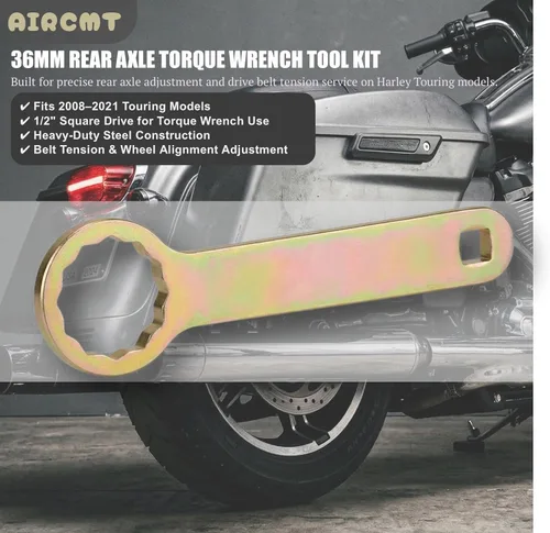 Vista 2 de Llave dinamométrica de rueda de eje trasero de 1.417 in Kit de herramientas de tensión para 08-21 Harley Touring HD-47925 OTC-4882 Road King+Electra
