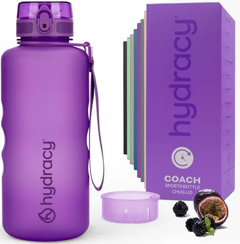 Vista 40 de Hydracy Botella de agua con horas para beber marcadas, grande, sin bisfenol A, a prueba de fugas, funda anticondensación, para gimnasio, con colador