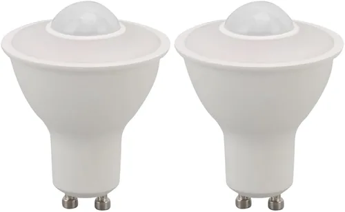 Paquete de 2 bombillas LED GU10 de 5 W con sensor infrarrojo, equivalente a 50 W incandescentes, lámpara de detección de infrarrojos PIR de
