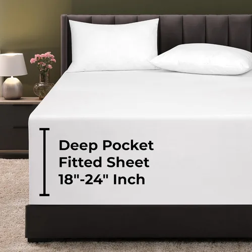 Vista 17 de Royale Linens Sábana bajera ajustable individual – Microfibra cepillada ultrasuave de 1800 hilos – Sábanas inferiores de lujo para hotel – No se