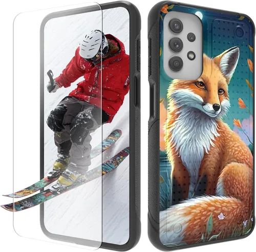 Vista 13 de Funda para Samsung Galaxy A13/A04/A04S/A23/A32 5G con protector de pantalla, parte trasera texturizada de policarbonato duro, diseño de árbol