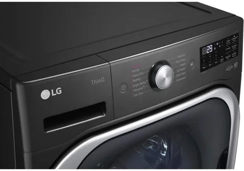 Vista 4 de LG Lavadora de carga frontal inteligente apilable de 5.2 pies cúbicos en acero negro con tecnología de vapor y turbowash
