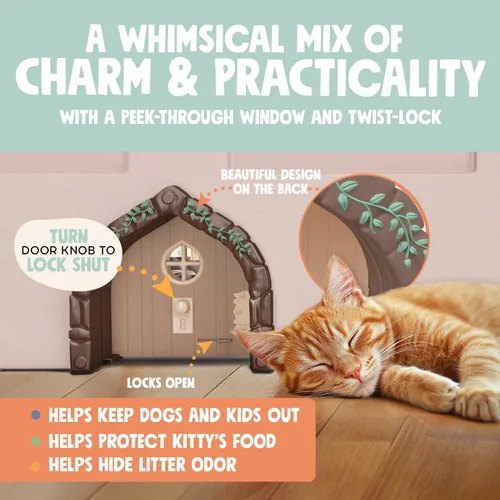 Vista 3 de Fairy® Puerta interior para mascotas – Puerta grande para gatos de hasta 20 libras, duradera y versátil puerta interior para gatitos para núcleo