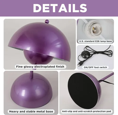 Vista 5 de SUNLLOK Lámpara de pie con maceta para sala de estar, pantalla de cúpula de metal con interruptor de pie, moderna lámpara de pie de lectura