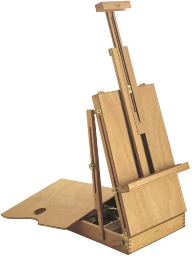 Vista 10 de Mabef Caballete de mesa M/16, caballete de escritorio en miniatura de madera de haya engrasada con altura y ángulo de lona ajustables, peso ligero