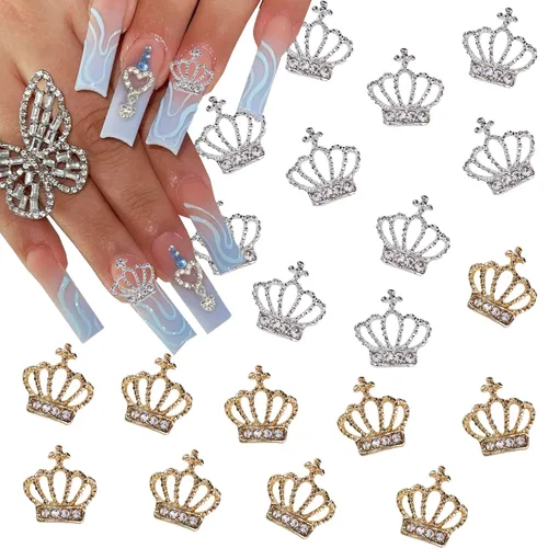 Vista 10 de 15 dijes de corazón para uñas, plata 3D, diamantes de imitación de corazón de lujo para uñas, decoración de uñas para el día de San Valentín, diseño