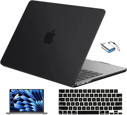Vista 16 de EooCoo Funda compatible con MacBook Air de 13 pulgadas M5 2026-2022 M4 M3 M2 modelo A3449 A3240 A3113 A2681, Mac Air de 13.6 pulgadas, carcasa