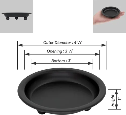 Vista 7 de Placa de vela de hierro negro mate, juego de 2, portavelas de estilo platillo de metal para velas de pilar/perfumadas/sin llama/de bola, soporte