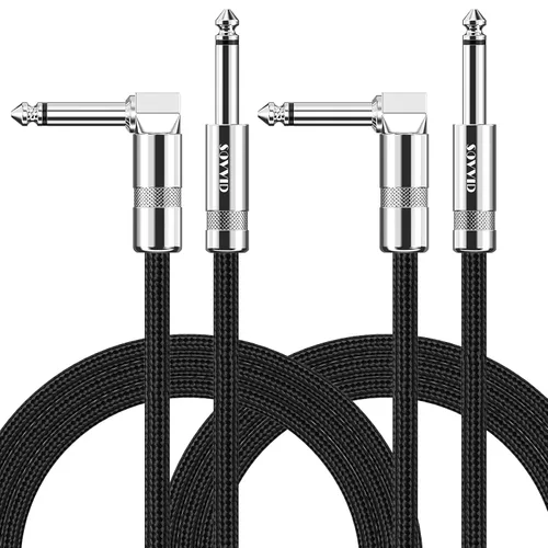 Vista 24 de Cable de Guitarra de 6 Pies Cable de Instrumento para Guitarra Eléctrica y Bajo, Teclado - Cable AMP de Ángulo Recto de 1/4 Pulgada, Negro