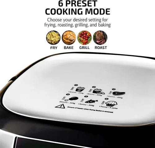 Vista 4 de OVENTE Freidora de aire compacta, olla caliente eléctrica de 3.2 cuartos de galón con potencia de 1400 W, pantalla táctil LED digital, apagado