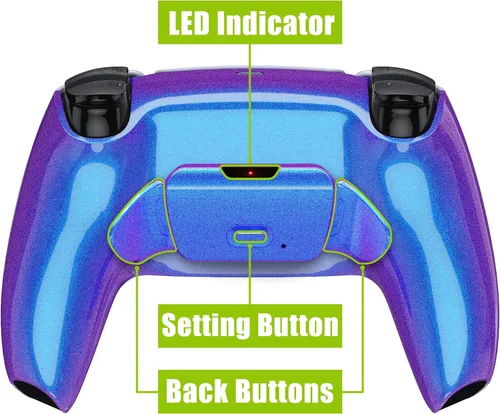 Vista 6 de eXtremeRate Chameleon Purple Blue - Kit de reasignación programable Rise 20 para controlador PS5 tablero de actualización y carcasa trasera