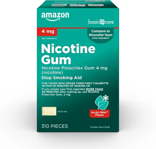 Vista 8 de Amazon Basic Care - Goma de mascar sin recubrimiento, de nicotina polacrilex (4 mg de nicotina), ayuda para dejar de fumar, 220 unidades, sabor menta