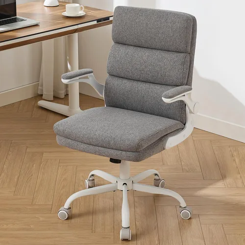 Vista 8 de amseatec Silla de Oficina Ajustable para Escritorio de Respaldo Medio Ejecutiva Cómoda de Tela Ergonómica con Soporte para la Espalda Silla