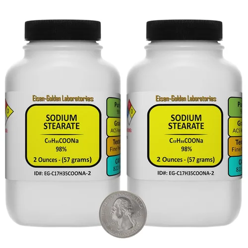 Vista 8 de Estearato de sodio [C17H35COONa] 98% ACS Grado Polvo 1 Oz en una Botella