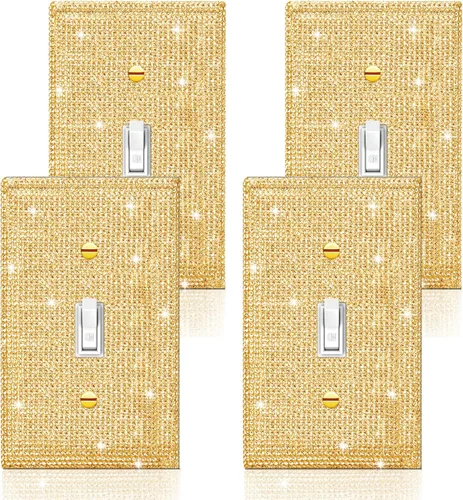 Vista 11 de Gaocai 4 piezas de cubierta de placa de pared de diamantes de imitación de plata brillante 1 Gang cubierta decorativa interruptor de diamantes