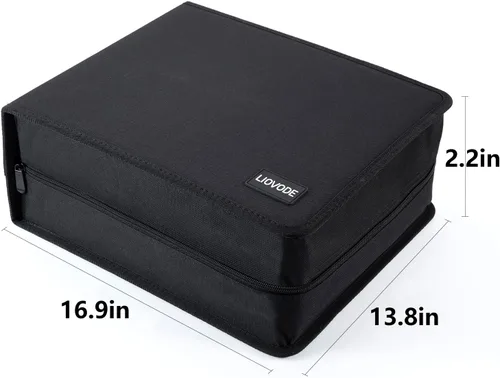 Vista 7 de LIOVODE Funda para DVD con capacidad para 128 DVDs y 64 folletos, carpeta de almacenamiento de CD/Blu-ray con insertos para folletos, organizador