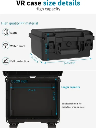 Vista 2 de Funda de transporte de auriculares VR para Oculus Quest 2, se adapta a todas las correas Elite, funda rígida para proteger accesorios Oculus Quest