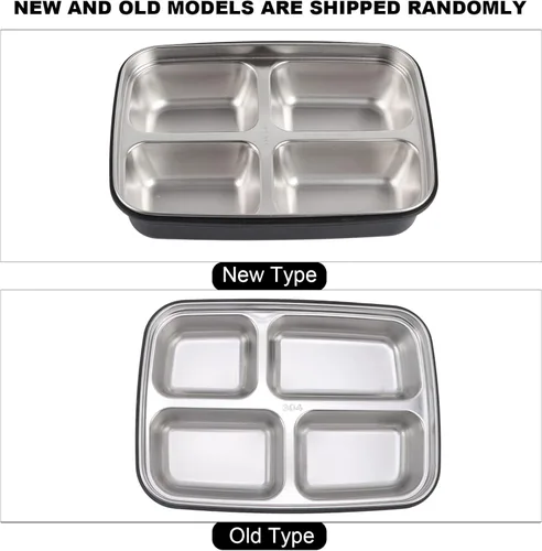 Vista 7 de Niiyen Lonchera portátil de acero inoxidable 304 Bento Box Lunch Containers Caja de almacenamiento de alimentos con 4 compartimentos vajilla