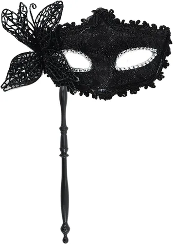 Mascarada con palo de sujeción mariposa media cara fiesta de Halloween, fiesta de noche, baile de graduación para carnavales