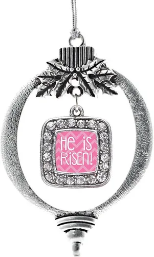 Vista 188 de Inspired Silver - Mis iniciales - Adorno con dije de letra S - Adornos navideños cuadrados de plata con joyas de circonita cúbica