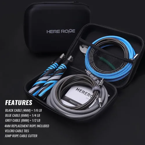 Vista 8 de Hererope - Cuerda de saltar 3 en 1 para hombres y mujeres, 1/6 lb, 1/4 lb, 1/2 lb, juego de cuerda de saltar con pesos intercambiables