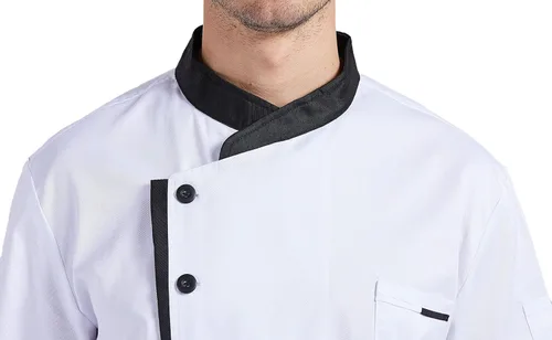 Vista 5 de Nanxson Chaqueta de chef unisex para hombre, abrigo de chef para restaurante, cocina, uniforme CFM0016