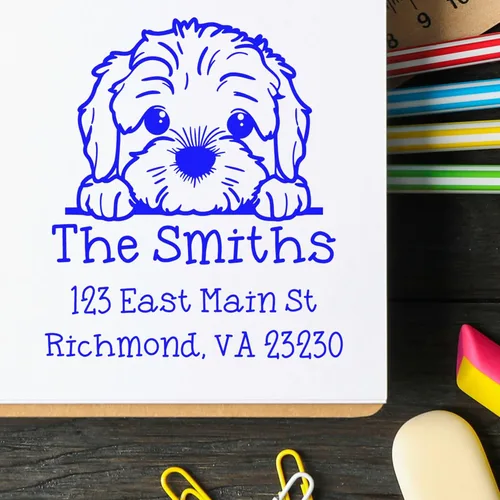 Vista 399 de Sello de alta calidad para cachorros Airedale Terrier – Sello de dirección personalizado – Ideal para los amantes de los perros – Elección de 5