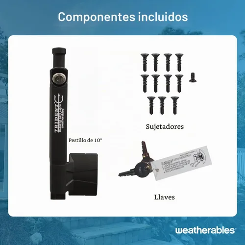 Vista 6 de Weatherables Trident - Pestillo para puerta de seguridad infantil de 10 pulgadas – Pestillo de puerta de polímero de nailon resistente con cerradura