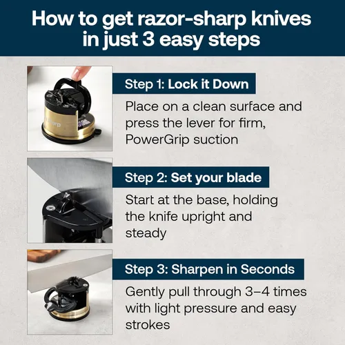 Vista 7 de AnySharp Chef - Afilador de cuchillos manos libres - Herramienta de afilado fácil de usar con base de succión PowerGrip y ángulo preestablecido