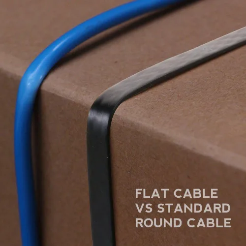 Vista 4 de Buhbo Cable de red Ethernet plano Cat6 de 2 pies RJ45 (paquete de 5)