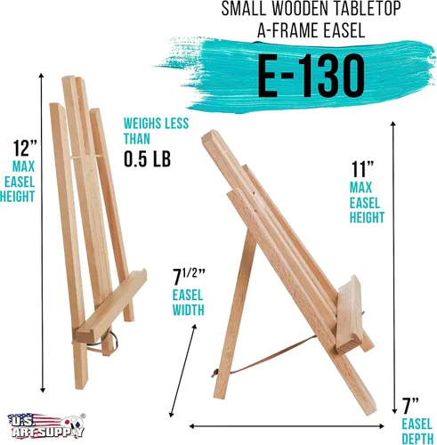 Vista 2 de US Art Supply Caballete con armazón en forma de A, para exhibir sobre la mesa, tamaño pequeño, 11 pulgadas de alto (1 cada uno)