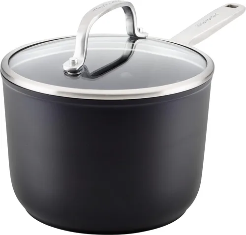 Vista 20 de KitchenAid - Juego de ollas y sartenes antiadherentes de inducción con anodizado duro, 10 piezas, color negro mate