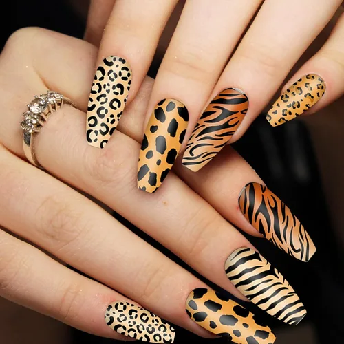 Vista 5 de Whaline Juego de 6 placas de estampado de uñas de guepardo y cerezas, arco de estrella de leopardo, cereza, placa de arte de uñas para bricolaje