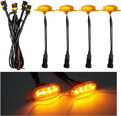Vista 16 de Dickno 3 piezas de luces de rejilla de coche, brillantes luces LED de rejilla ámbar con arnés de cableado, lámparas impermeables de moldura