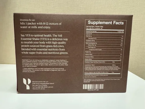 Vista 3 de Yoli Essential Shake YES - Proteína de suero en polvo de vacas alimentadas con pasto, 28 paquetes, chocolate