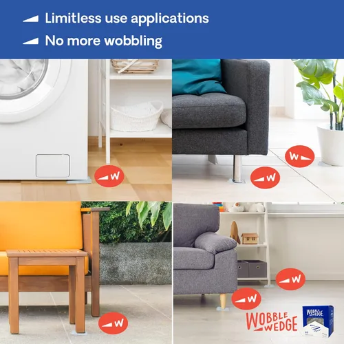 Vista 6 de Wobble Wedges Cuñas de nivelación resistentes, fabricadas en los Estados Unidos, las cuñas de plástico rígido originales para nivelar muebles