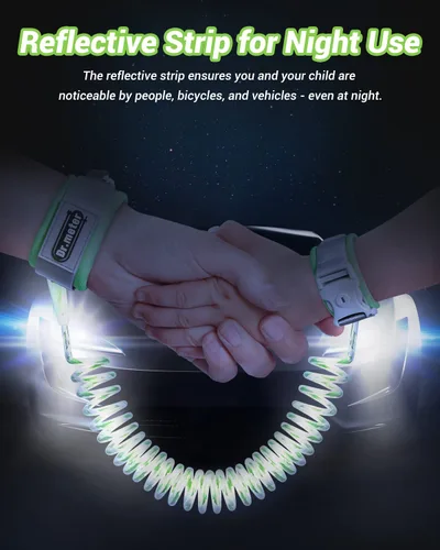 Vista 5 de Dr.meter Correa de muñeca antipérdida, paquete de 2 correas de seguridad para niños pequeños con cerradura de llave, arnés reflectante para caminar