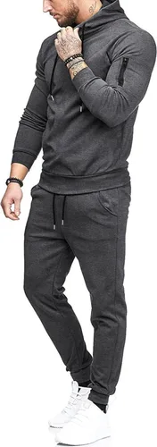 Vista 2 de COOFANDY Conjunto deportivo de 2 piezas con capucha para hombre, conjunto deportivo casual para correr, trotar